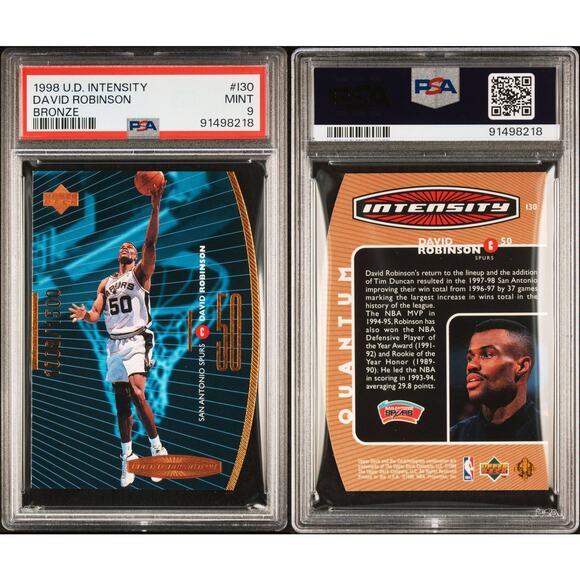 1998 Upper Deck Intensity Bronze #i30 David Robinson /1500 PSA 9 Spurs Pop 2 - Picture 3 of 5